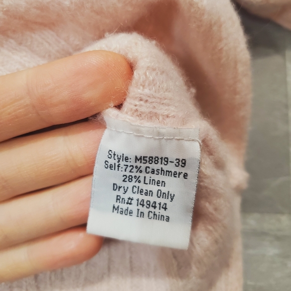 Johnny Was Crew Neck Crop Knit Sweater Light Pink. Cashmere, Linen. Split. Boho. - Picture 4 of 8